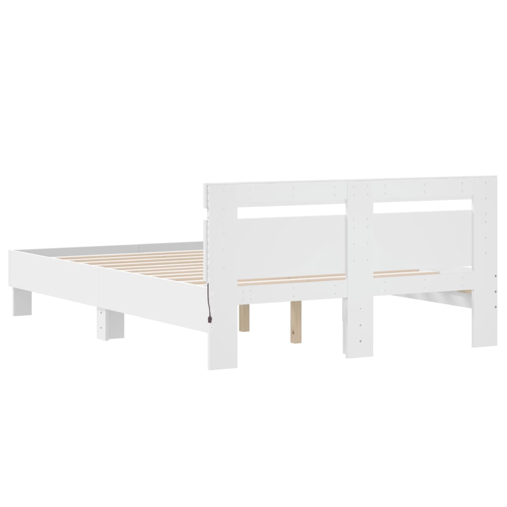 Okvir za krevet s uzglavljem i LED bijeli 135x190 cm