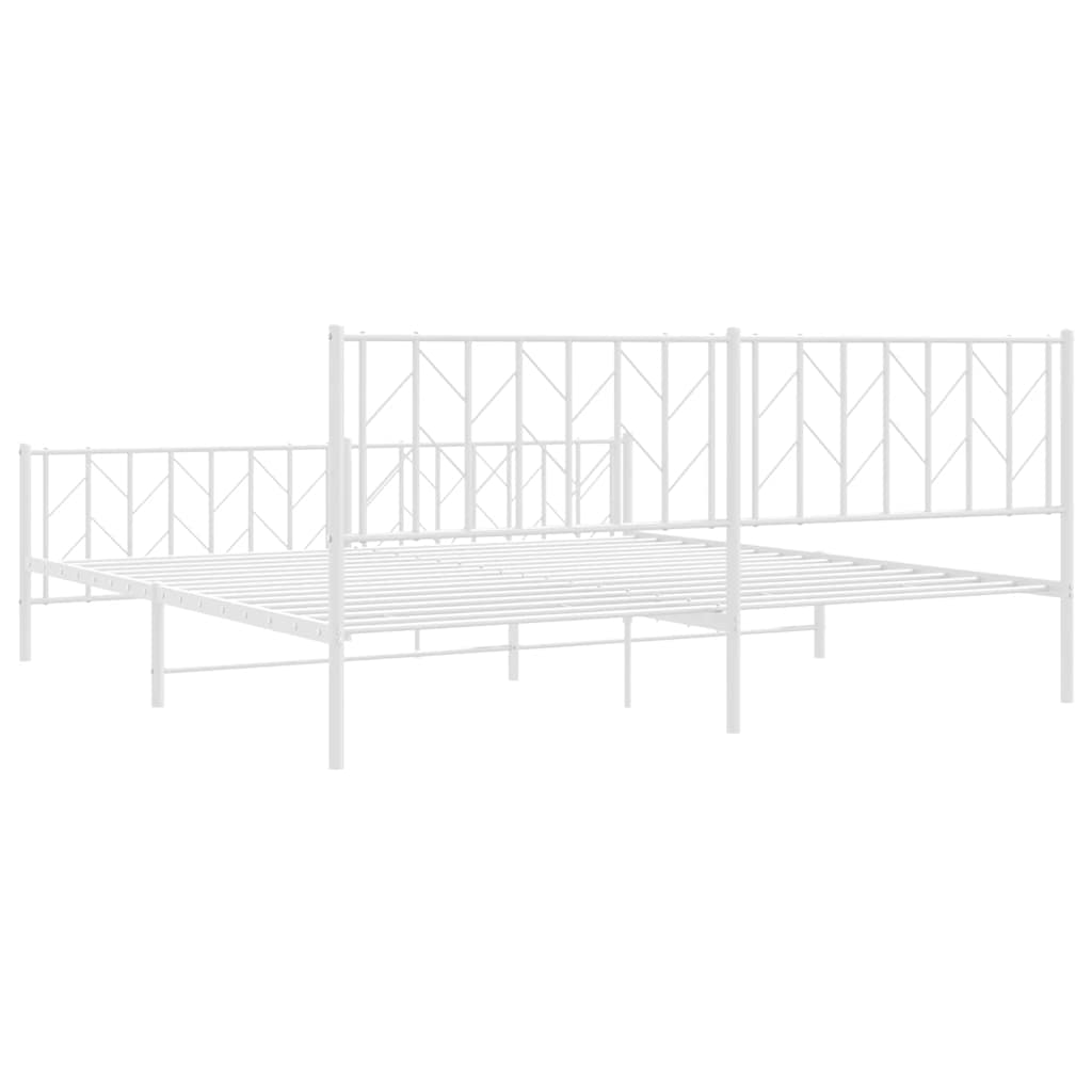 Metalni okvir kreveta uzglavlje i podnožje bijeli 193 x 203 cm