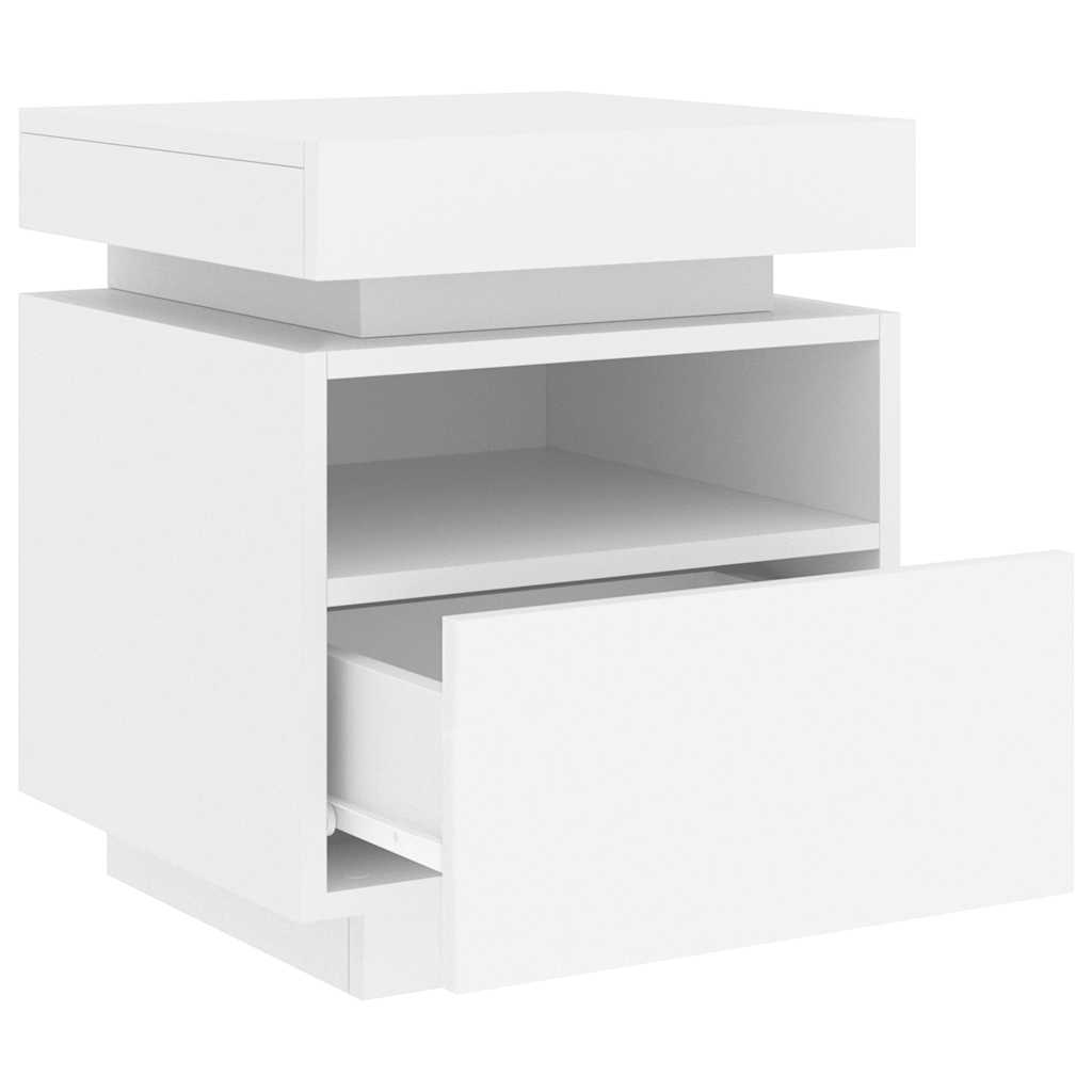 Noćni ormarići s LED svjetlima 2 kom bijeli 40 x 39 x 48,5 cm