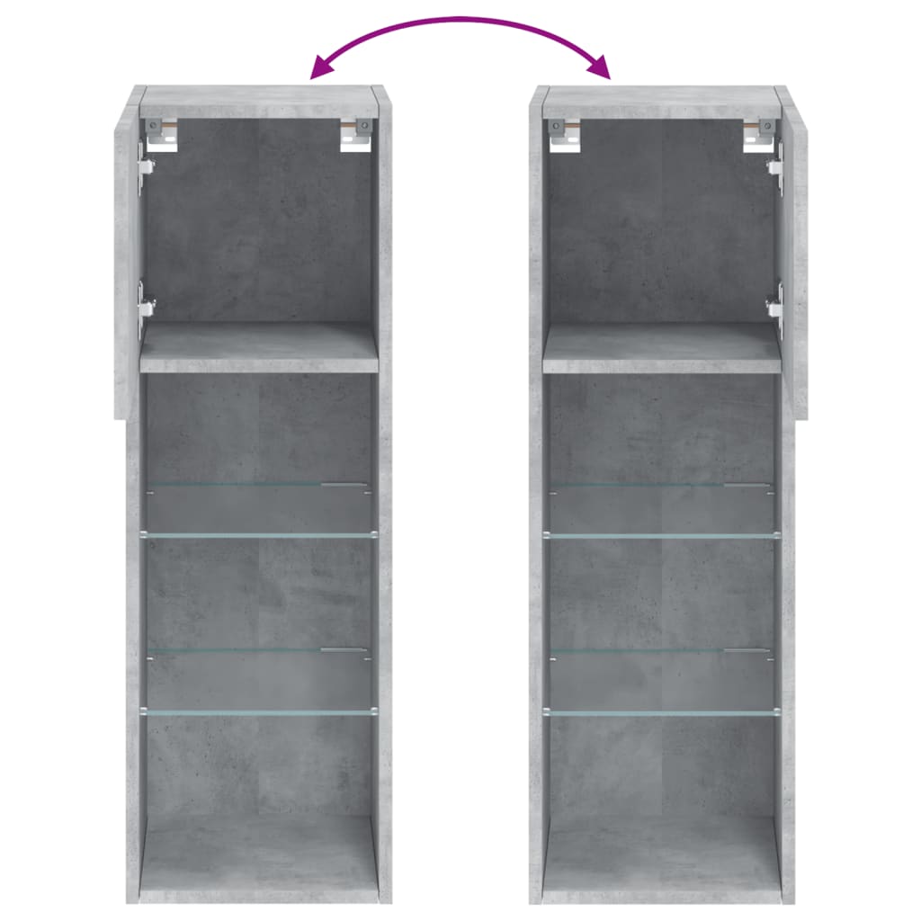 TV ormarić s LED svjetlima siva boja betona 30,5x30x90 cm