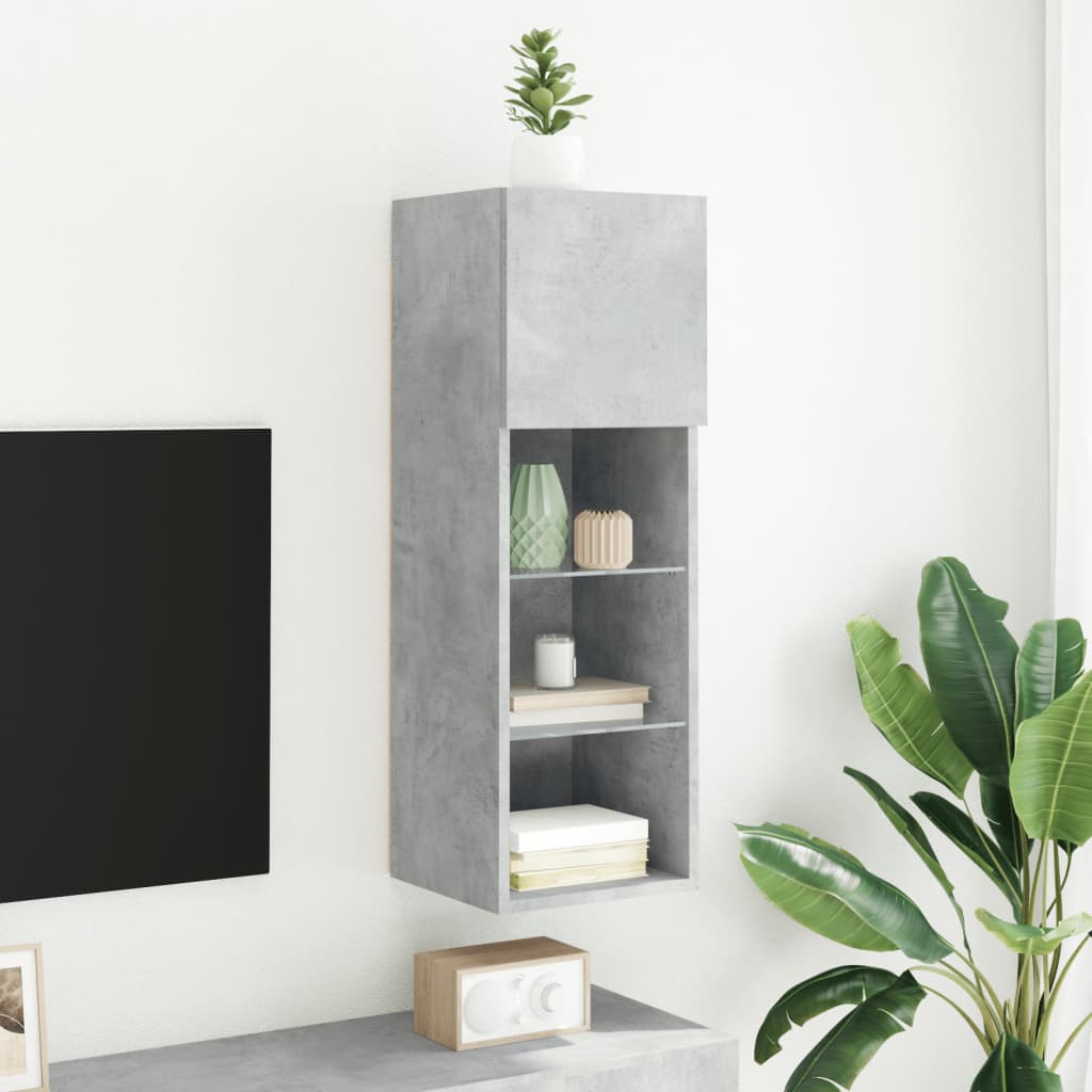 TV ormarić s LED svjetlima siva boja betona 30,5x30x90 cm