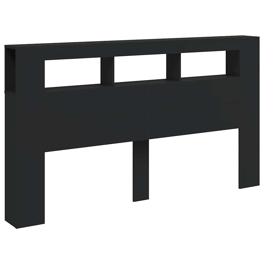 LED uzglavlje crno 180x18,5x103,5 cm konstruirano drvo