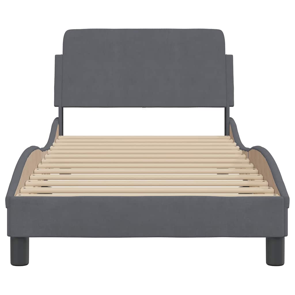 Okvir za krevet Dover tamno sivi 90x190 cm baršun