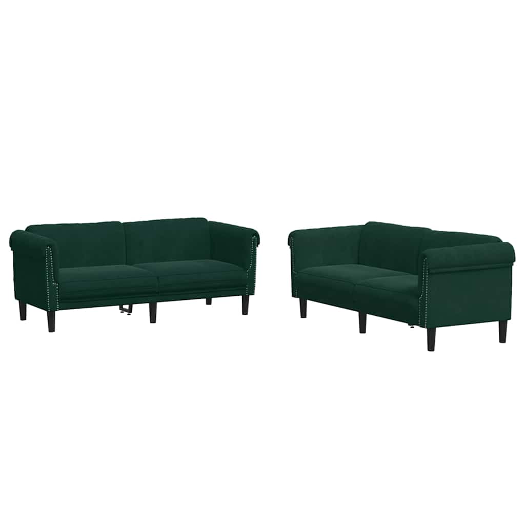 3-dijelni set sofa tamnozeleni baršunasti