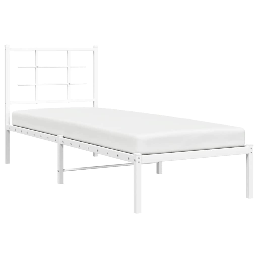 Metalni okvir za krevet s uzglavljem bijeli 80x200 cm