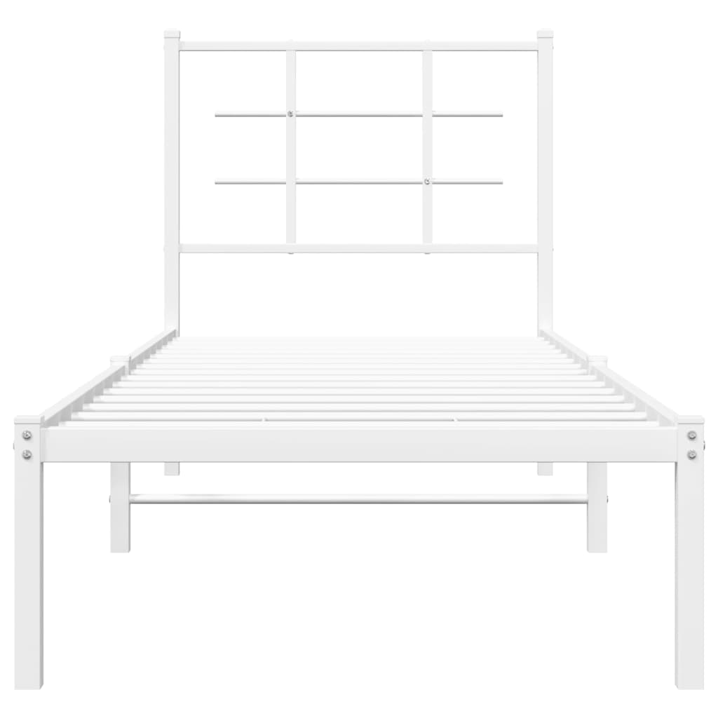 Metalni okvir za krevet s uzglavljem bijeli 80x200 cm