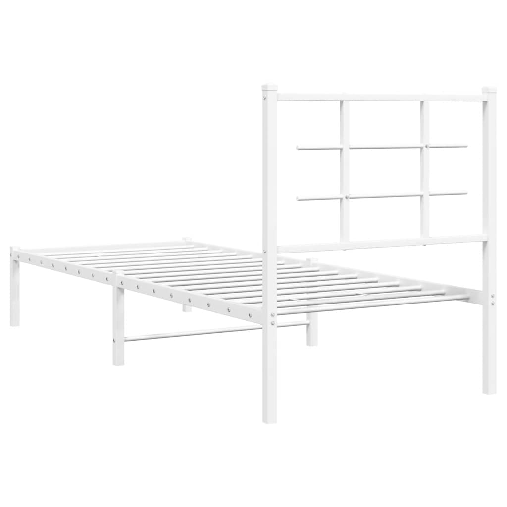 Metalni okvir za krevet s uzglavljem bijeli 80x200 cm