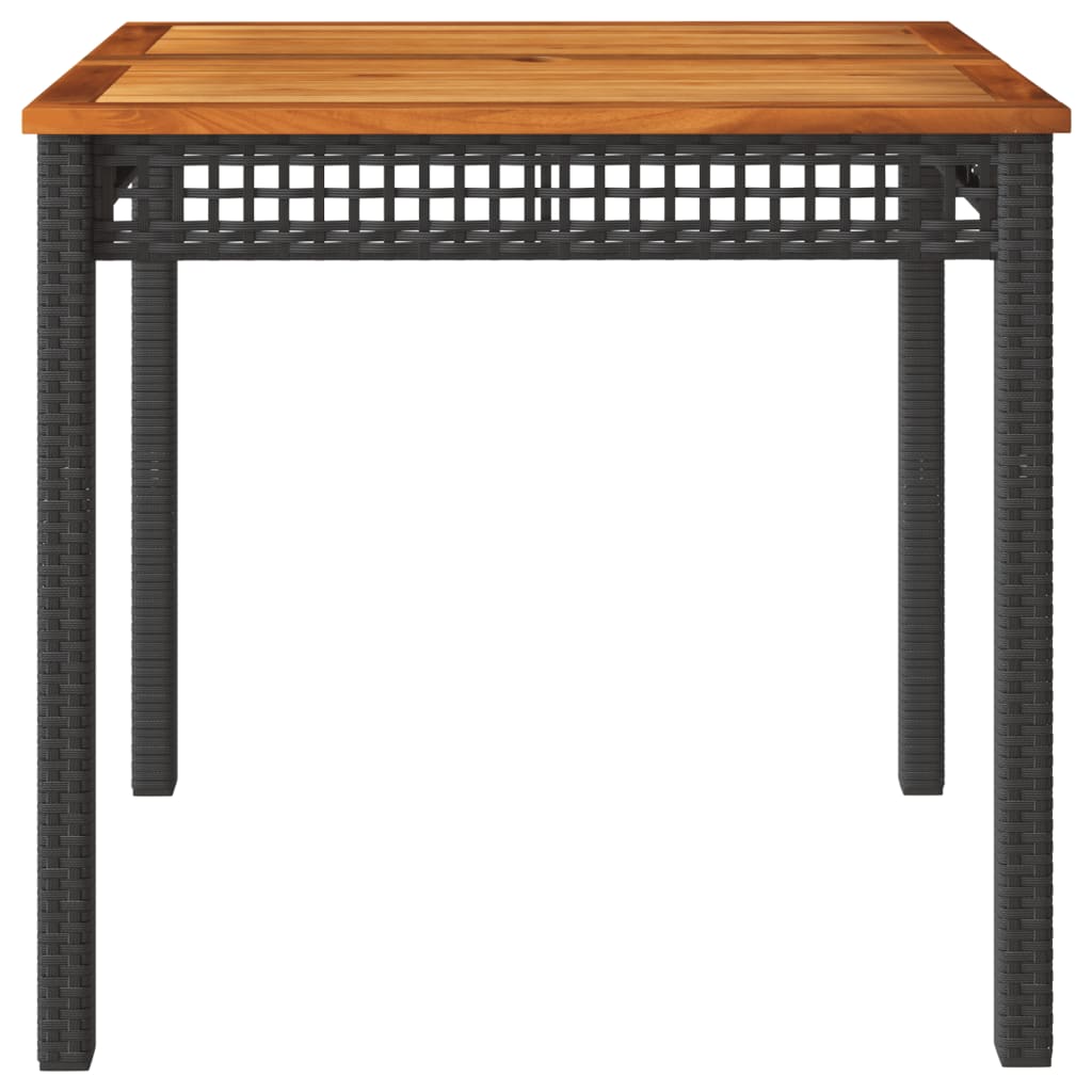 Vrtni stol crni 80 x 80 x 75 cm od poliratana i drva bagrema