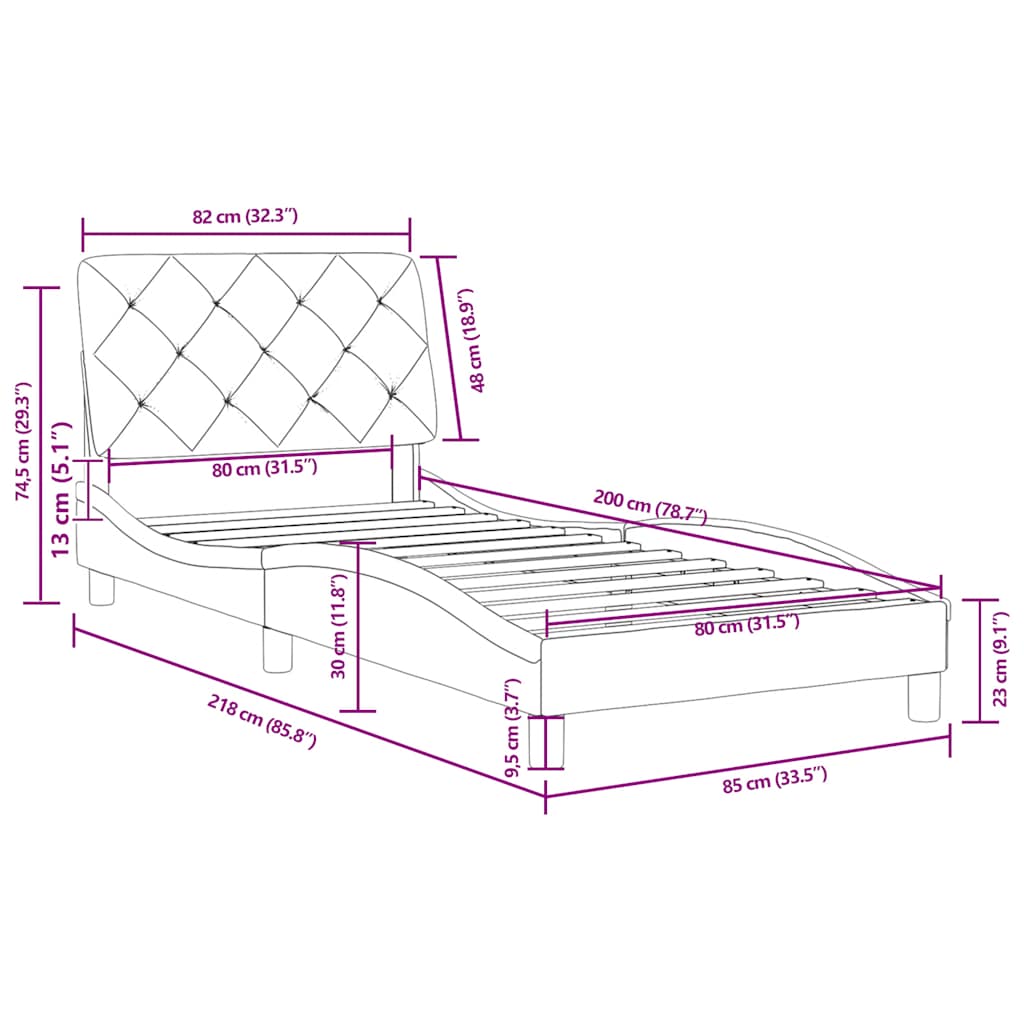 Okvir za krevet bez madraca svjetlosivi 80x200 cm baršunasti