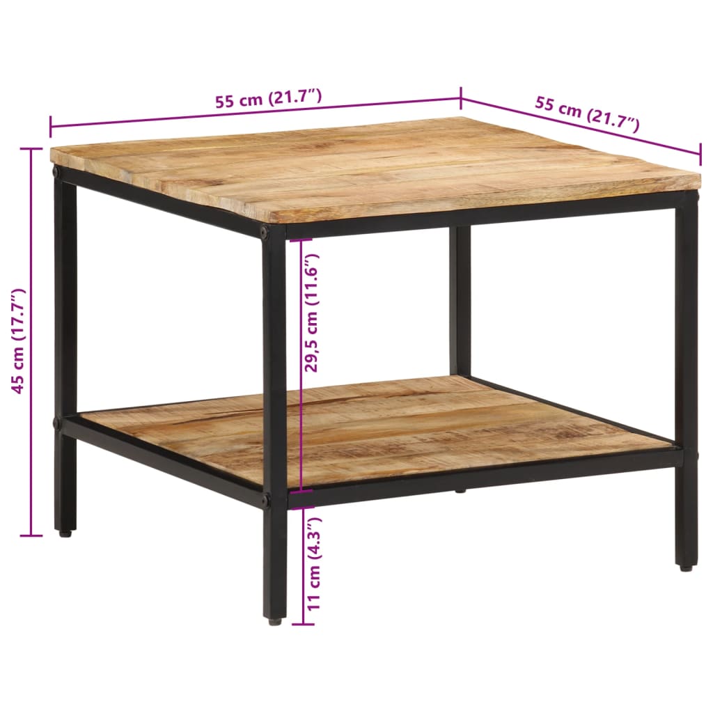 Stolić za kavu 55 x 55 x 45 cm od masivnog grubog drva manga