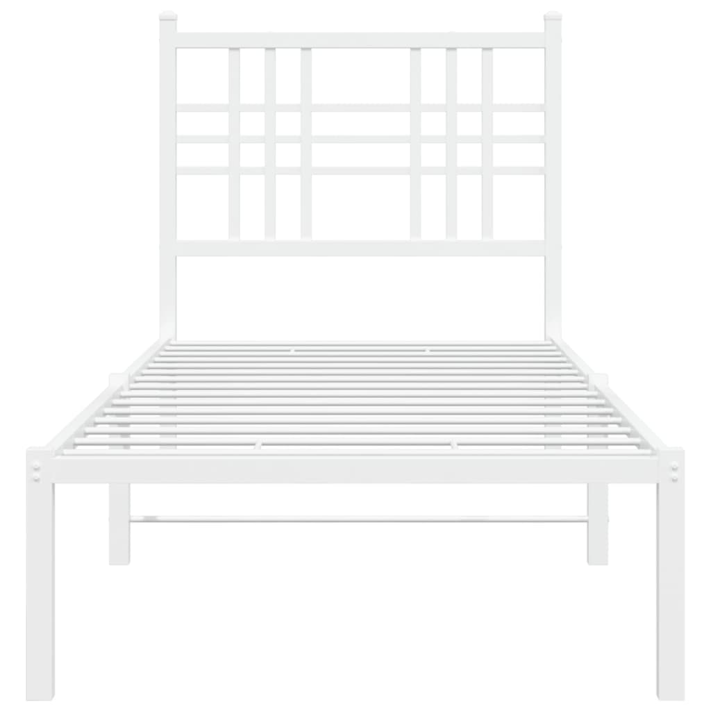 Metalni okvir za krevet s uzglavljem bijeli 80x200 cm