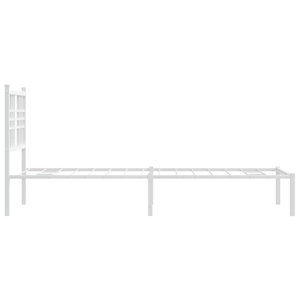 Metalni okvir za krevet s uzglavljem bijeli 80x200 cm