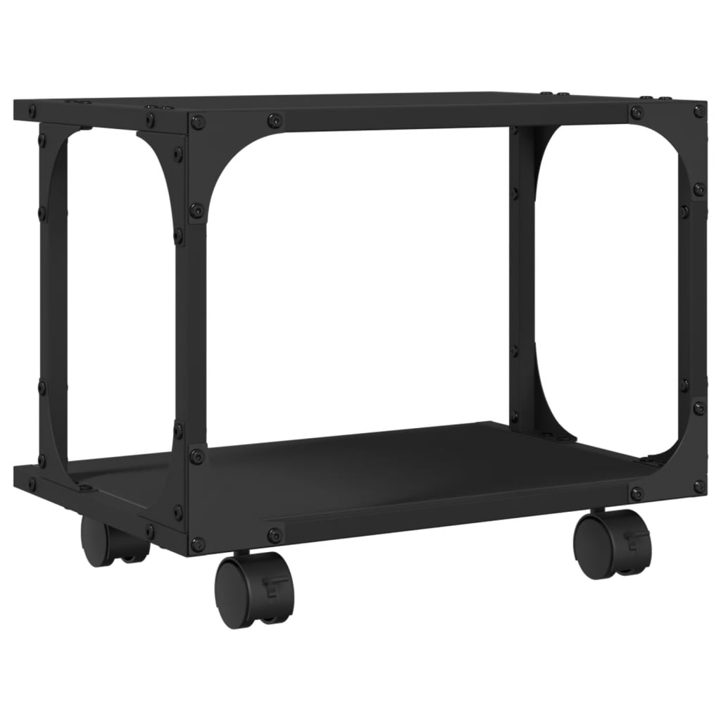 Stalak za pisač s 2 razine crni 41x28x33,5 cm konstruirano drvo