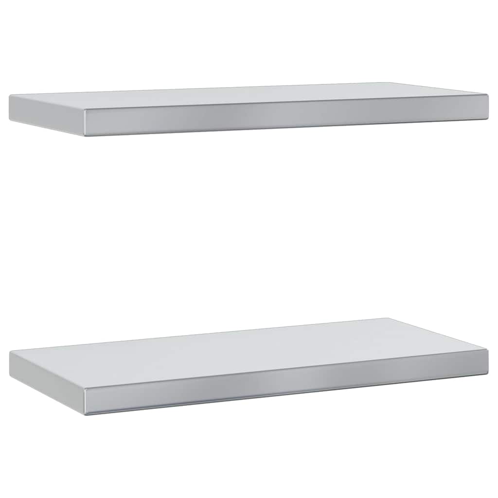 Zidne police 2 kom 50x23,5 cm srebrne nehrđajući čelik
