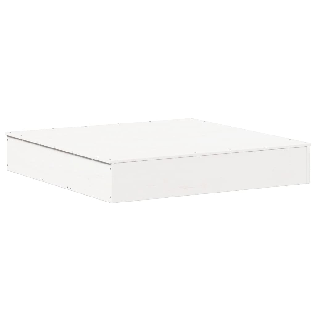 Pješčanik s poklopcem bijeli 111x111x19,5 cm masivna borovina