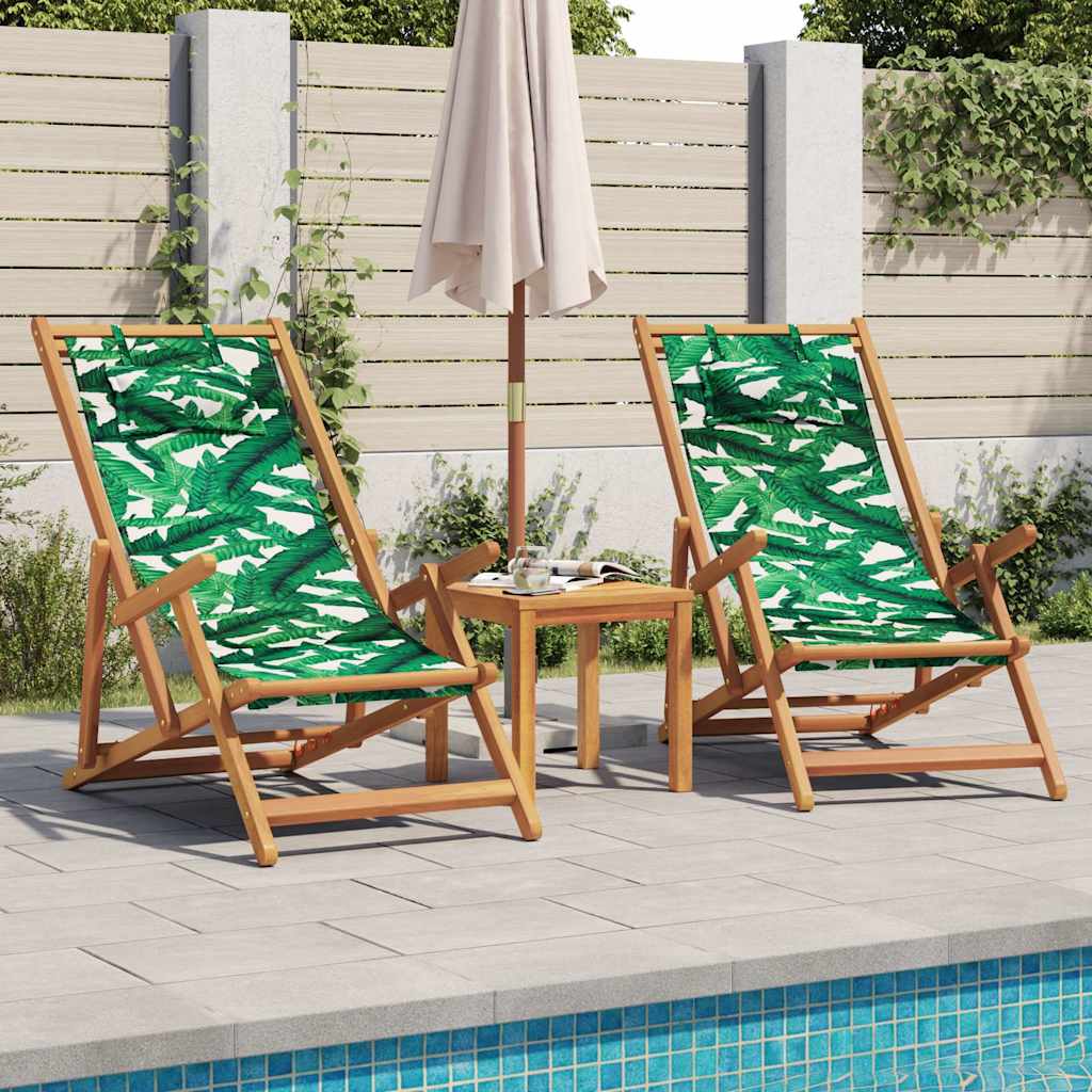 Sklopiva stolica za plažu uzorak lišća od eukaliptusa i tkanine