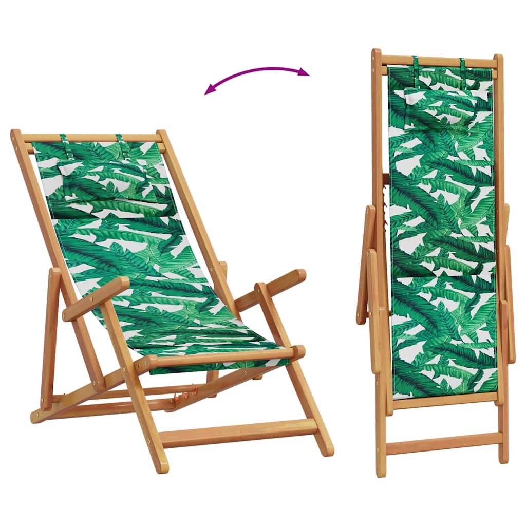 Sklopiva stolica za plažu uzorak lišća od eukaliptusa i tkanine