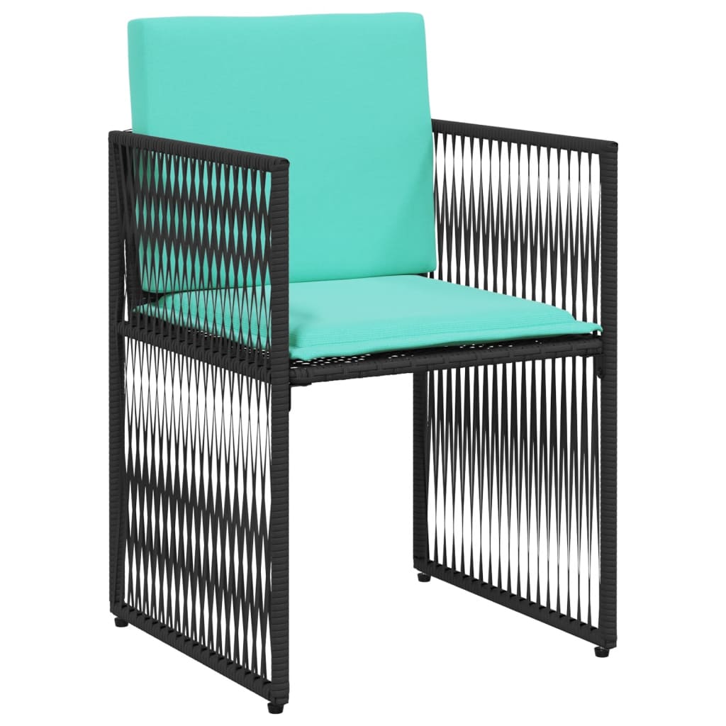 Vrtni blagovaonski set od 7 dijelova s jastucima crni poliratan