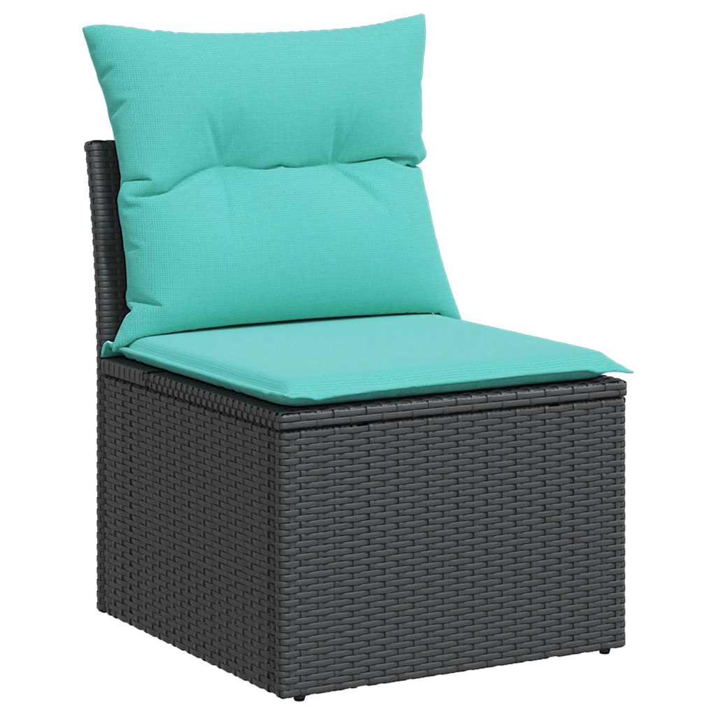 11-dijelni vrtni set s jastucima crni poliratan