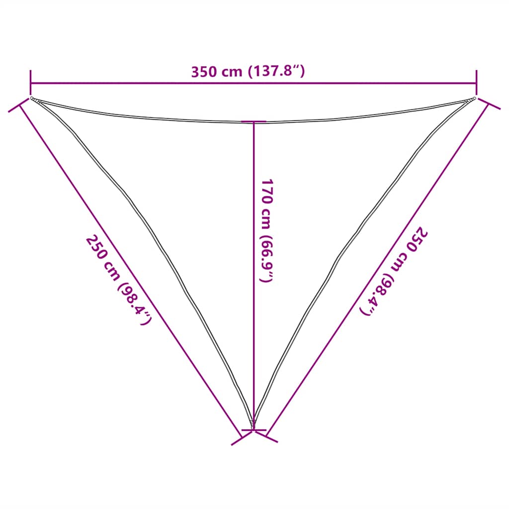 Jedro za zaštitu od sunca 160 g/m² Trokutasto pijesak 2,5x2,5x3,5 m HDPE