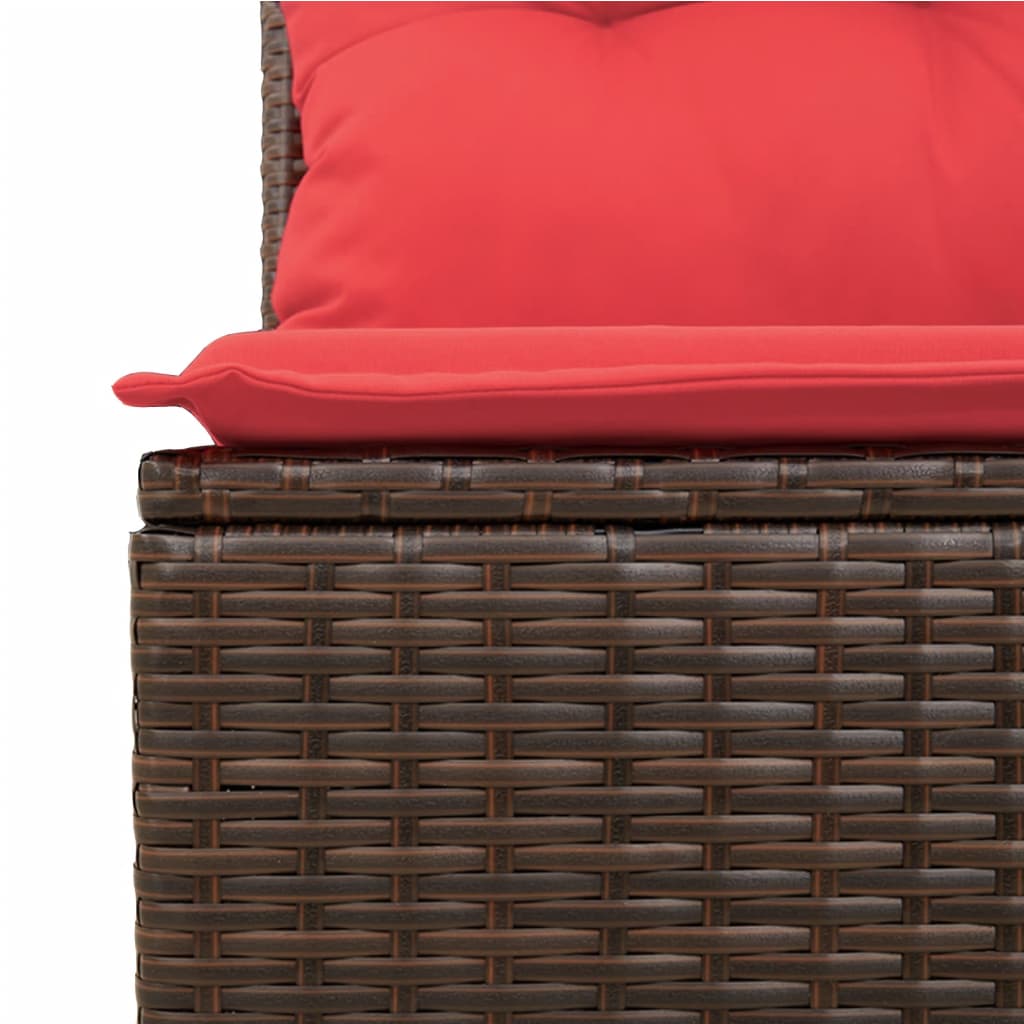 Vrtni set od 9 dijelova s jastucima, smeđi poliratan