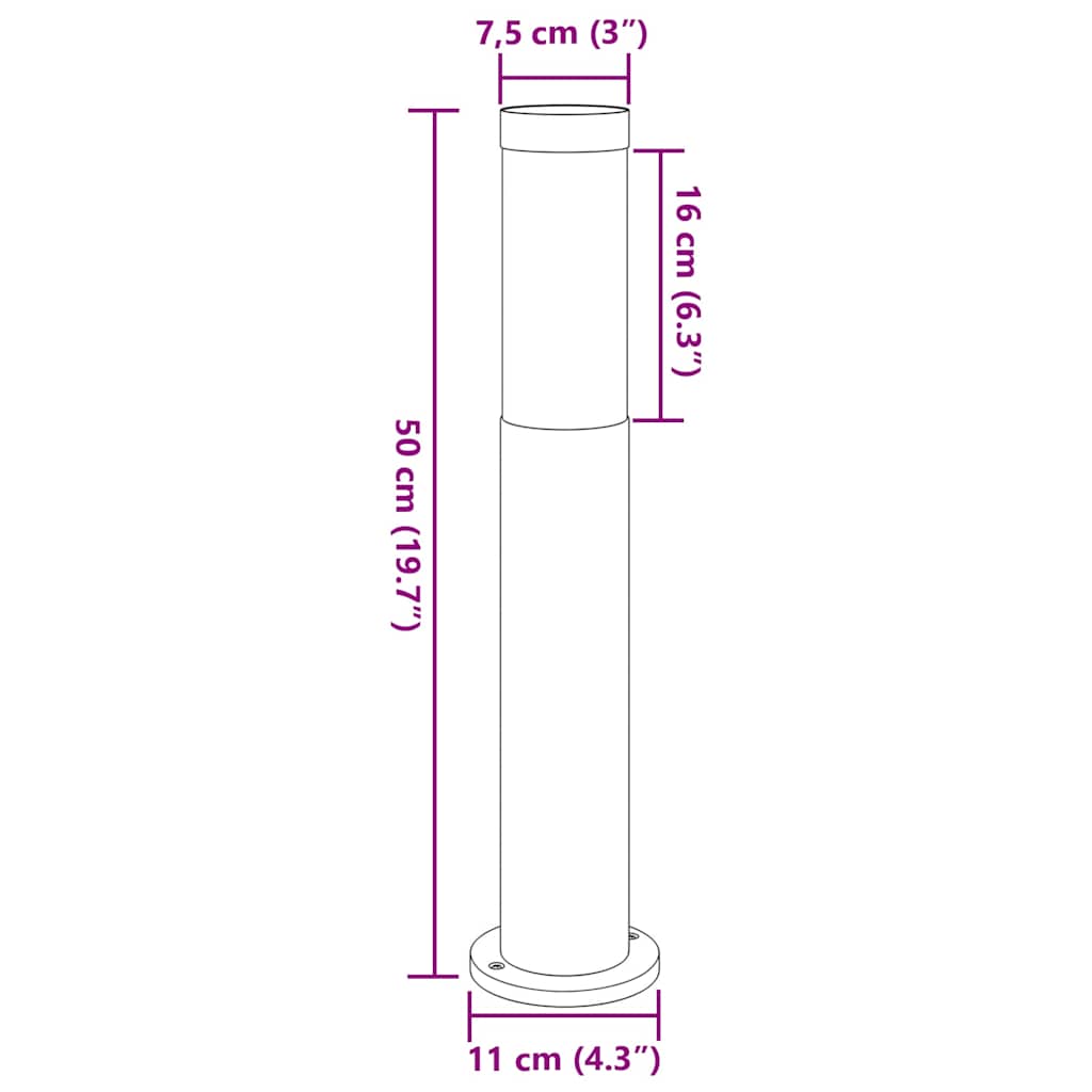 Stupić za zidne lampe 3 kom 50 cm od nehrđajućeg čelika IP44