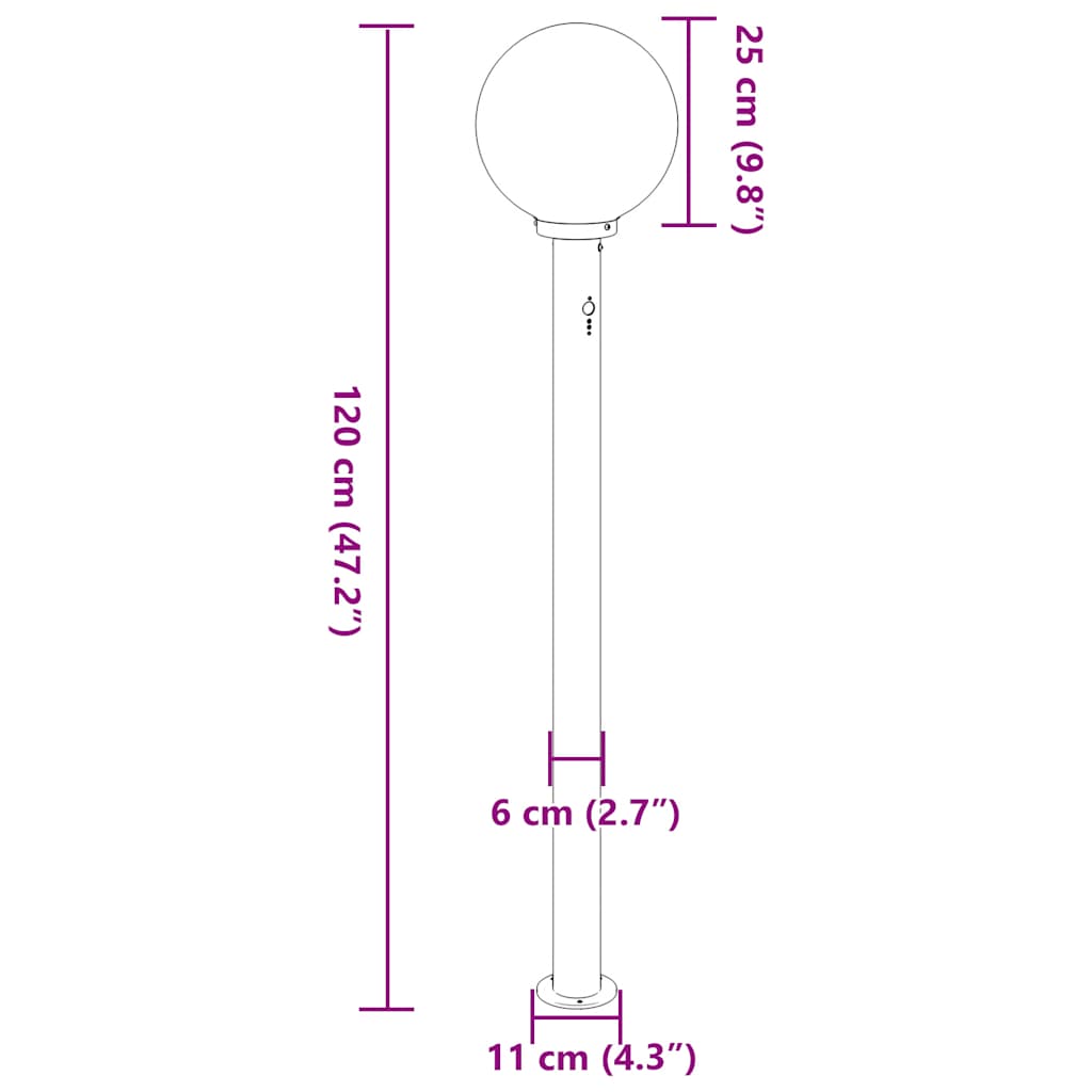 Stupić za zidne svjetiljke sa senzorom 3 kom 120 cm nehrđajući čelik IP44