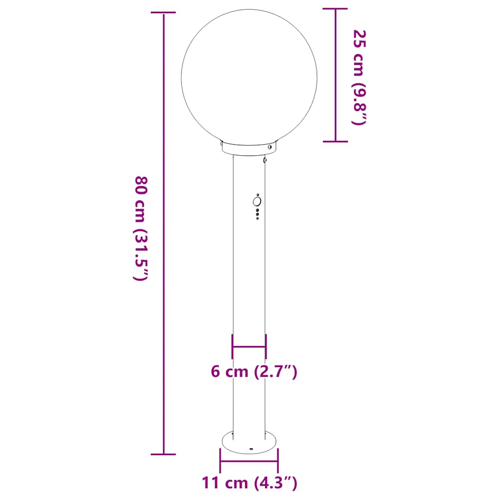 Stupić za svjetlo sa senzorom 3 kom 80 cm crne IP44