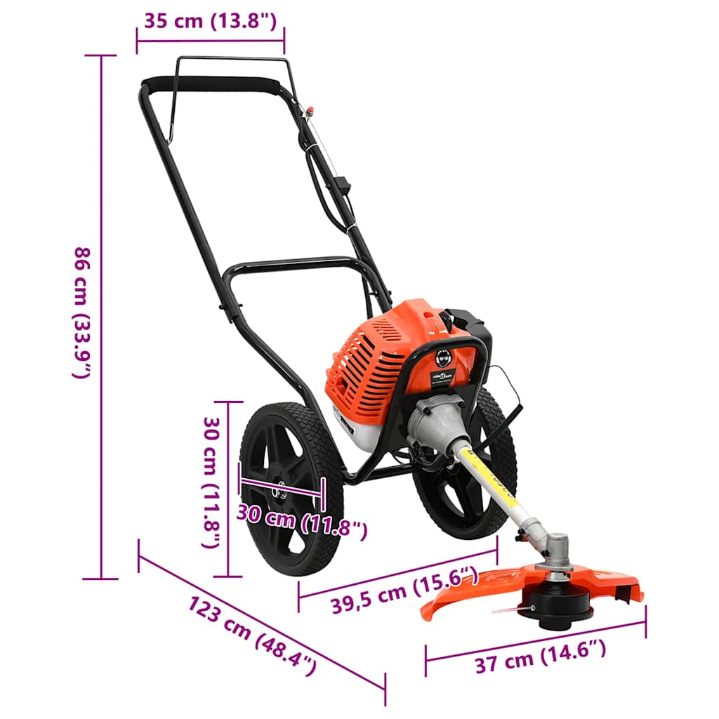 Trimer s kotačima narančaste boje 52 cc 1,45 kW