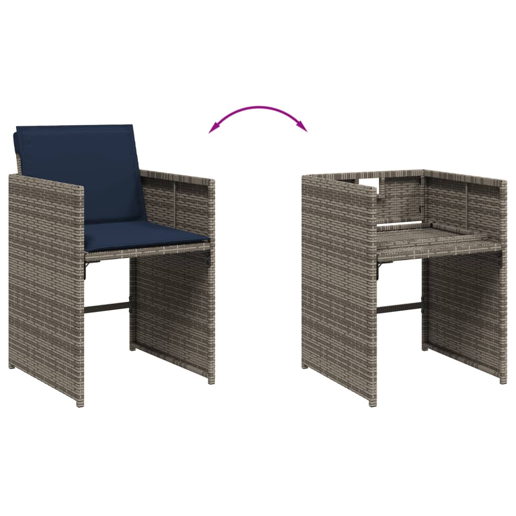 Vrtni blagovaonski set od 7 dijelova s jastucima, sivi poliratan