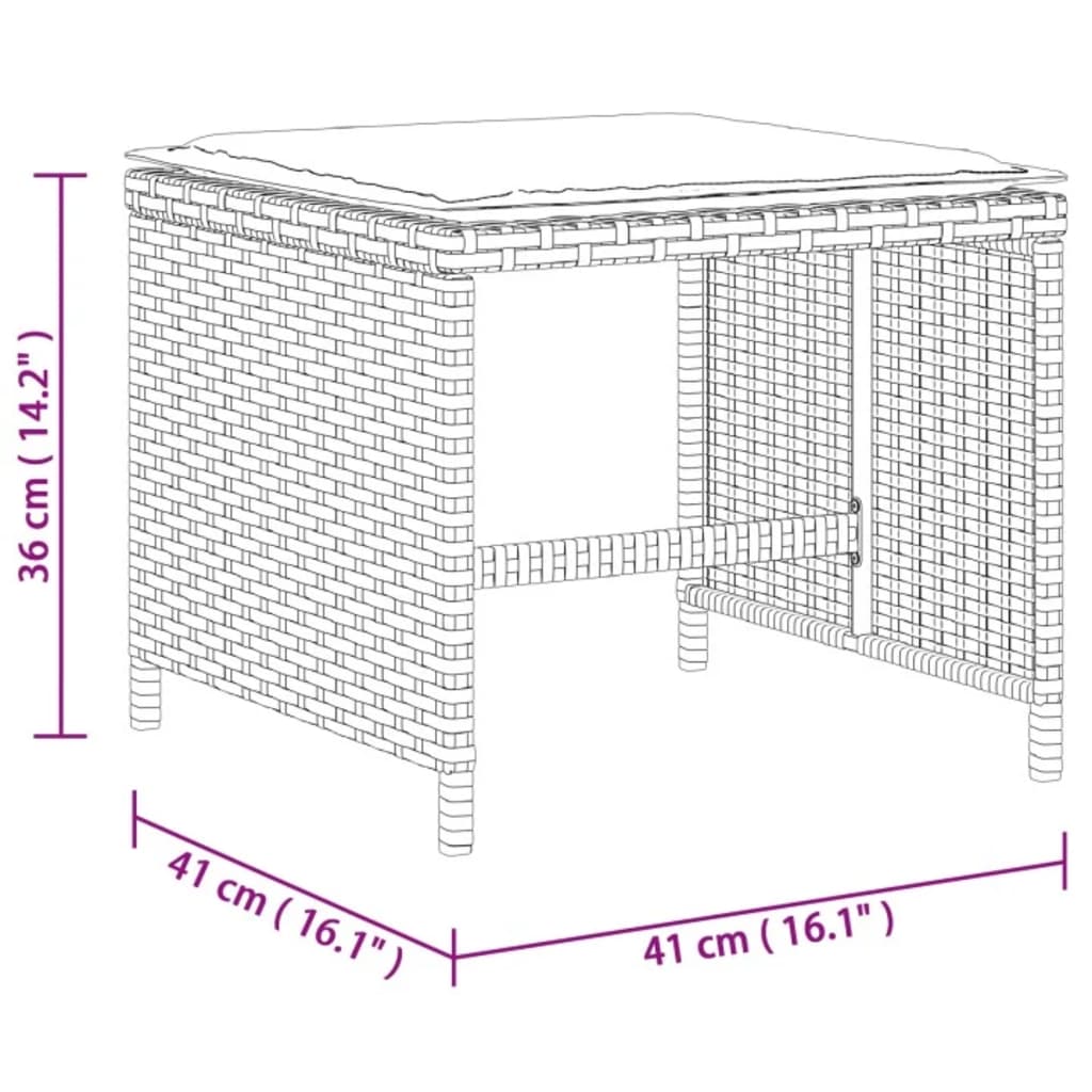 11-dijelni vrtni blagovaonski set s jastucima sivi poliratan