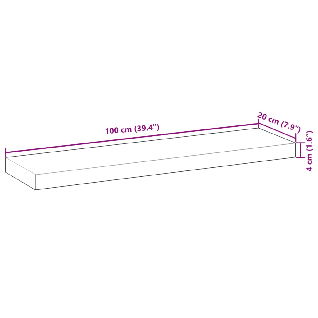 Plutajuće police 3 kom 100x20x4 cm Neobrađeno puno drvo akacije