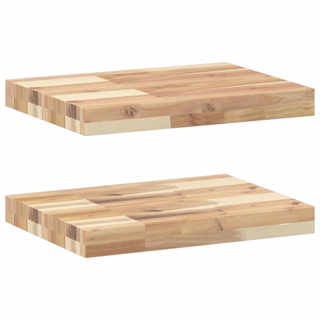 Plutajuće police 2 kom 60x30x4 cm Neobrađeno puno drvo akacije