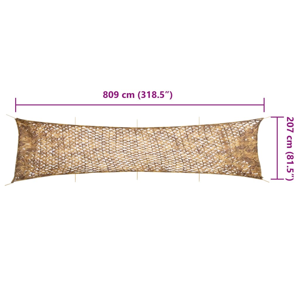 Kamuflažna mreža s torbom za pohranu 809 x 207 cm Pješčana