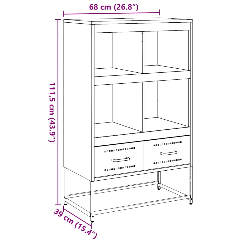 Visoka komoda antracit 68x39x111,5 cm od čelika