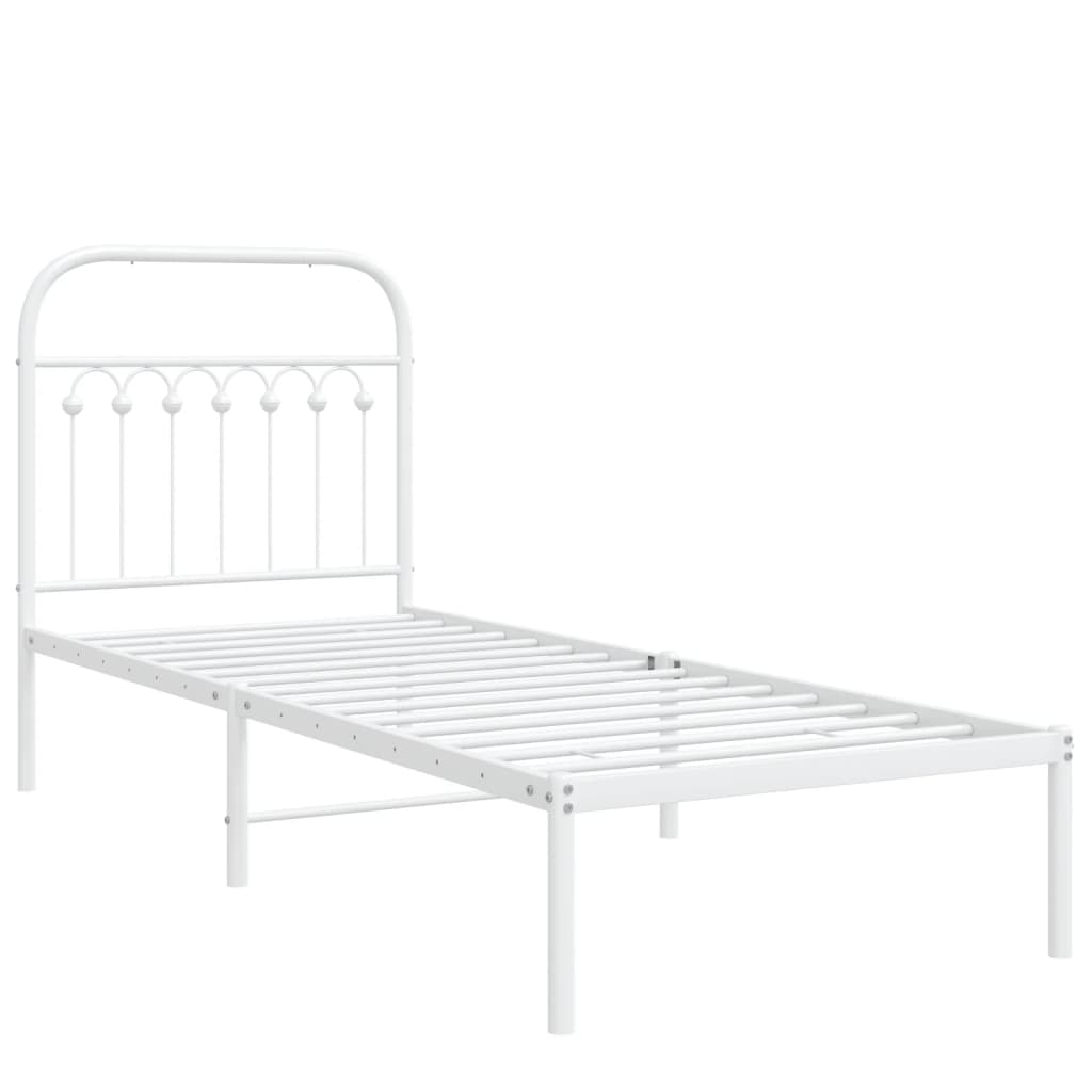 Metalni okvir za krevet s uzglavljem bijeli 80x200 cm