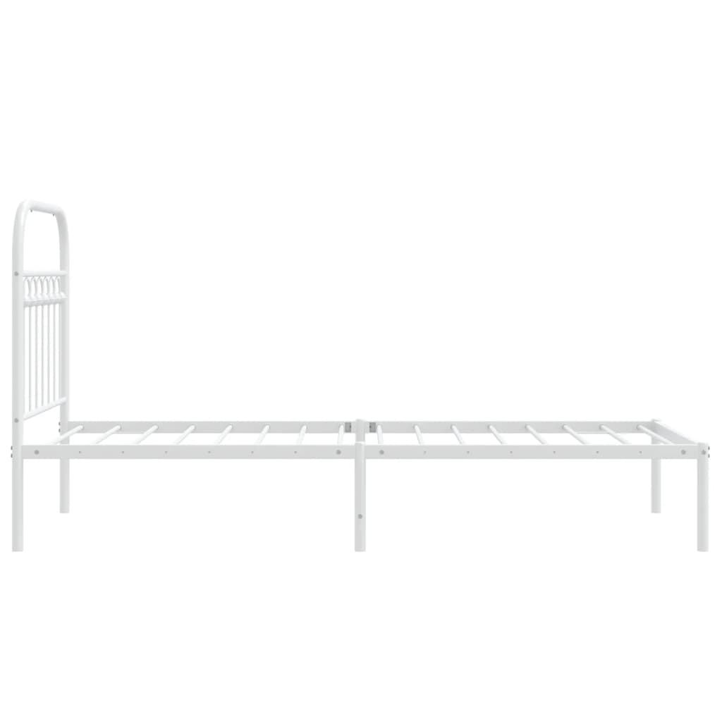 Metalni okvir za krevet s uzglavljem bijeli 80x200 cm