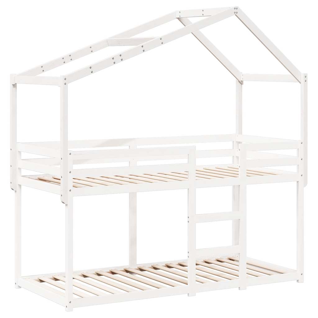 Krov za dječji krevet bijeli 213x85,5x144,5 cm masivna borovina