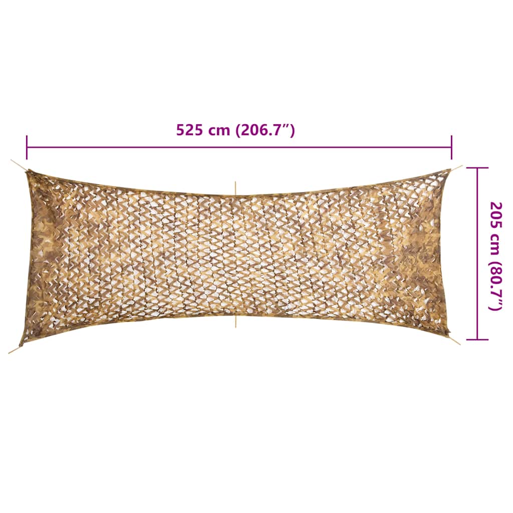 Kamuflažna mreža s torbom za pohranu 525 x 205 cm Pješčana