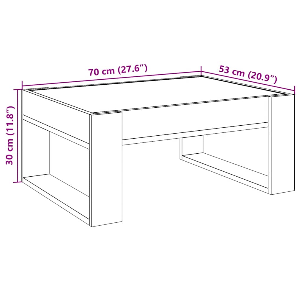Stolić za kavu s beskonačnim LED svjetlima crni 70x53x30 cm