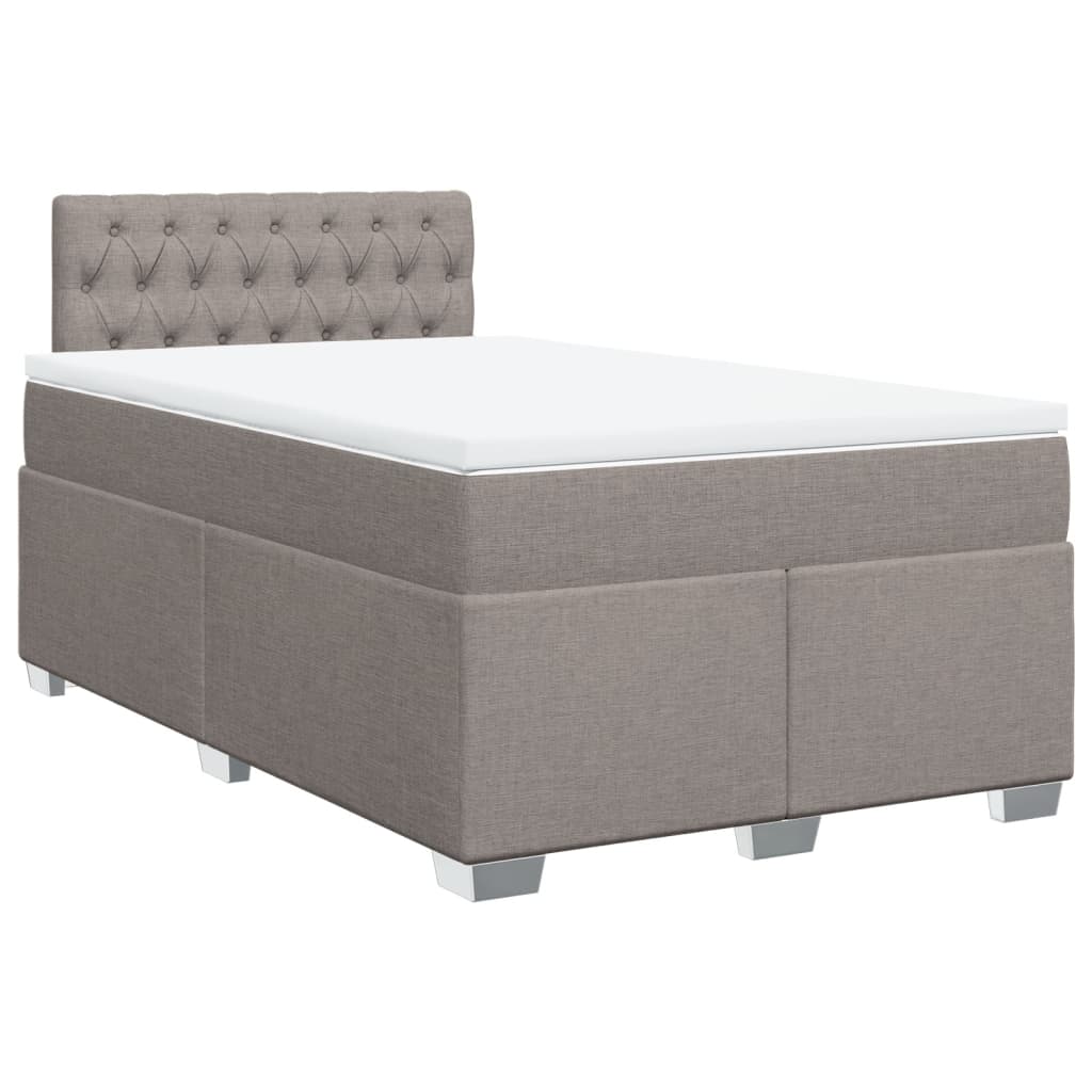 Krevet s oprugama i madracem smeđesivi 120 x 200 cm od tkanine