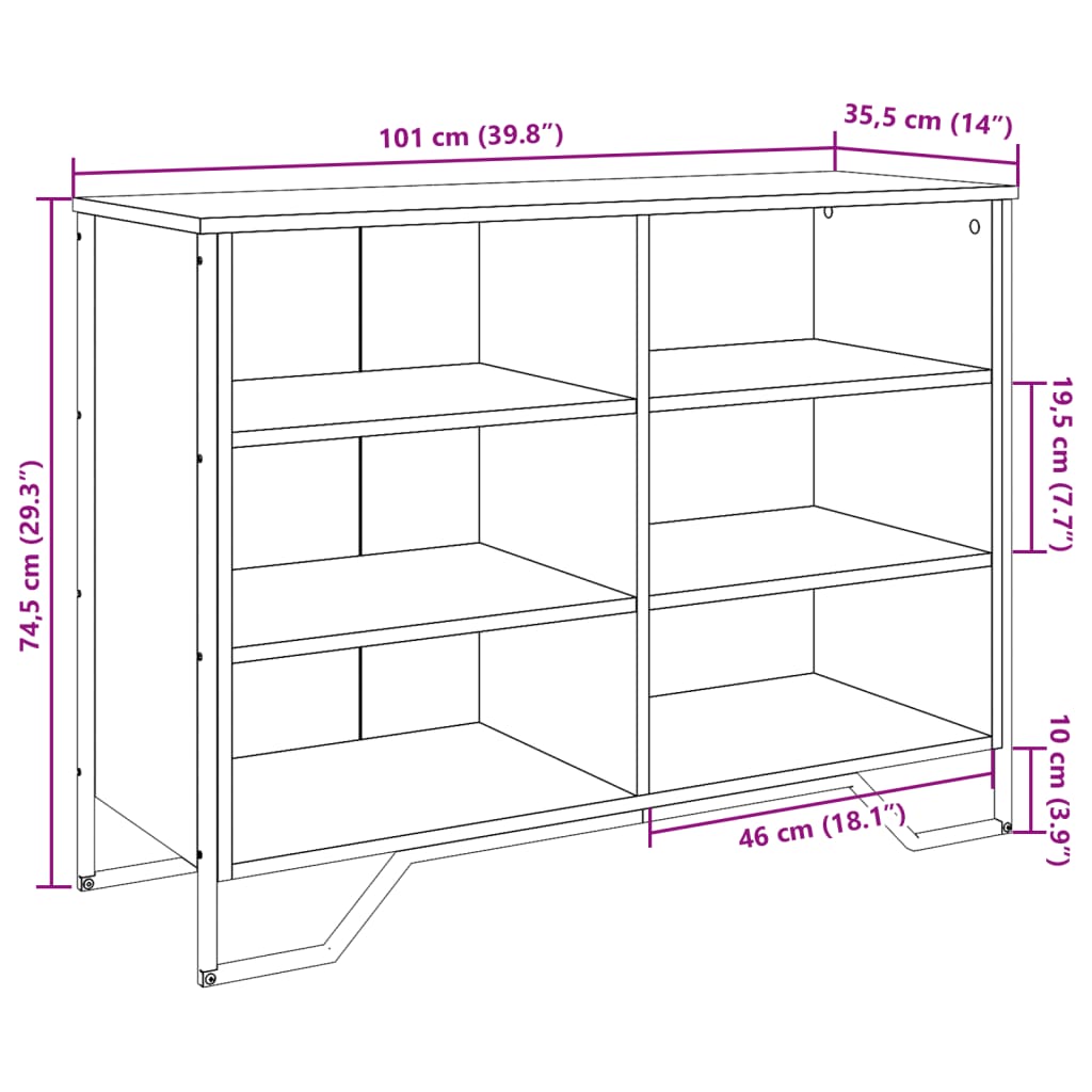 Komoda boja dimljenog hrasta 101x35,5x74,5 cm konstruirano drvo