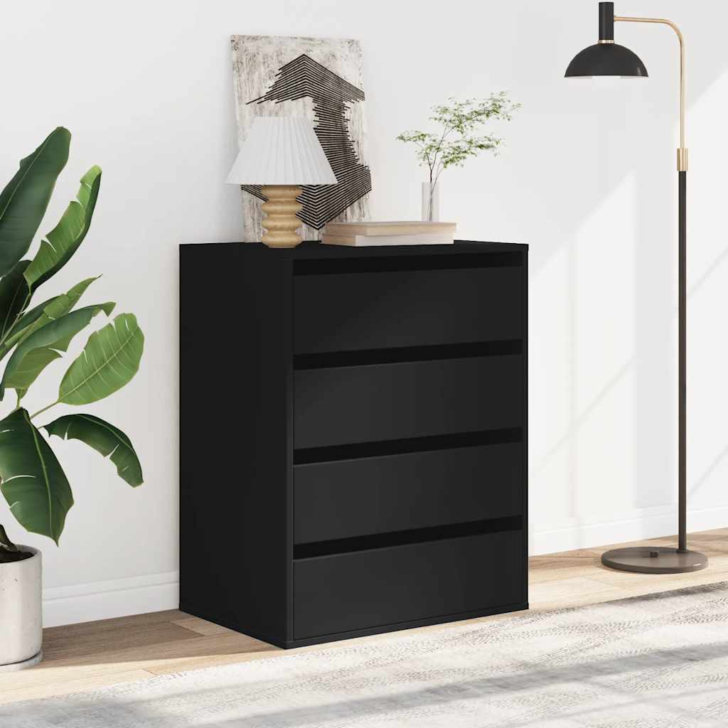 Kutna komoda s ladicama crna 60x41x76 cm od konstruiranog drva