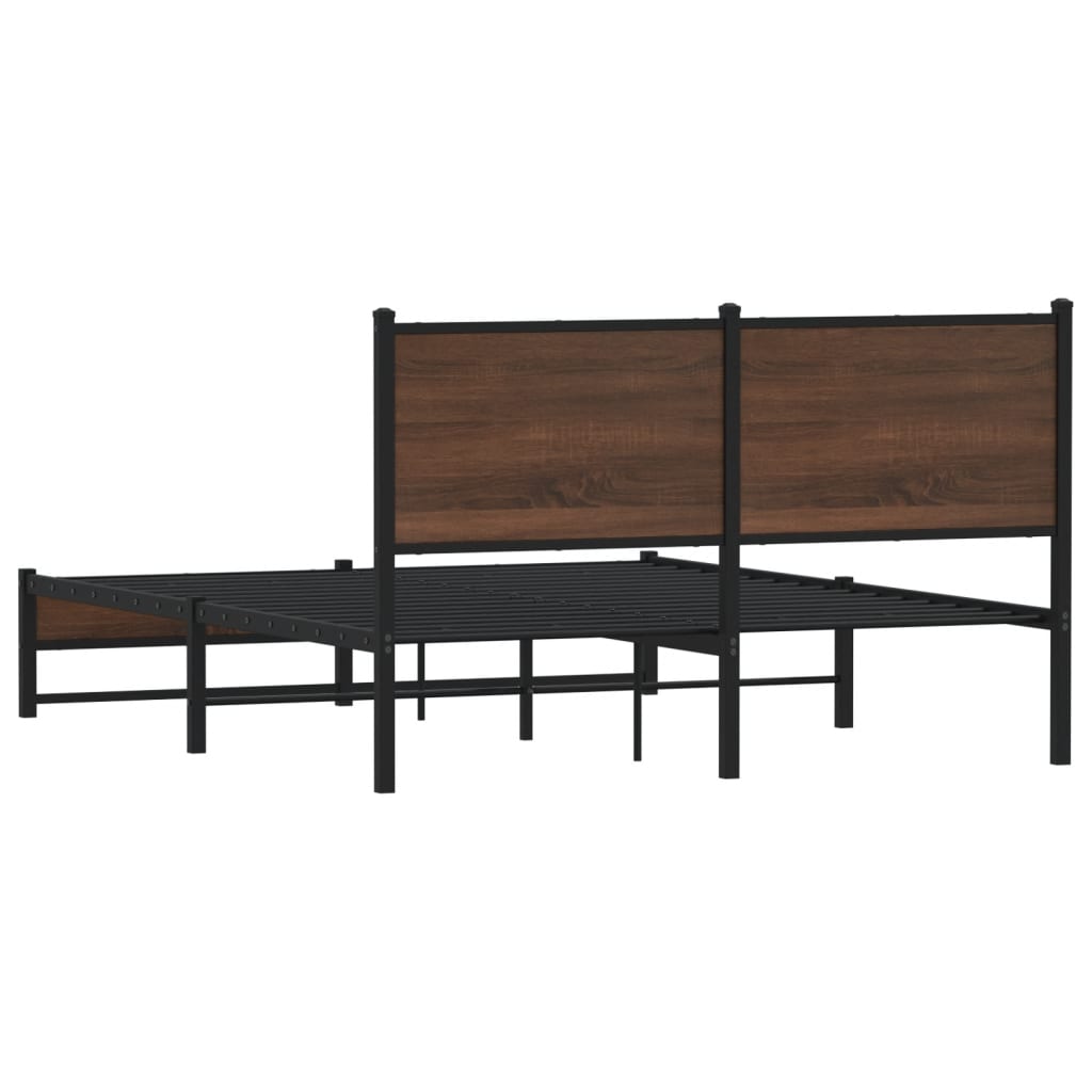 Metalni okvir kreveta bez madraca smeđa boja hrasta 140x190 cm