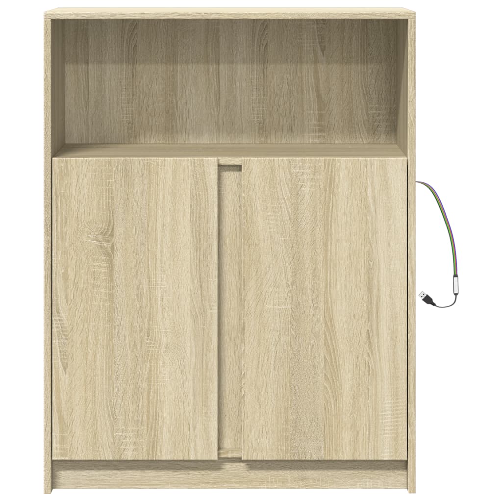 Komoda s LED svjetlima boja hrasta 77 x 34 x 100 cm drvena