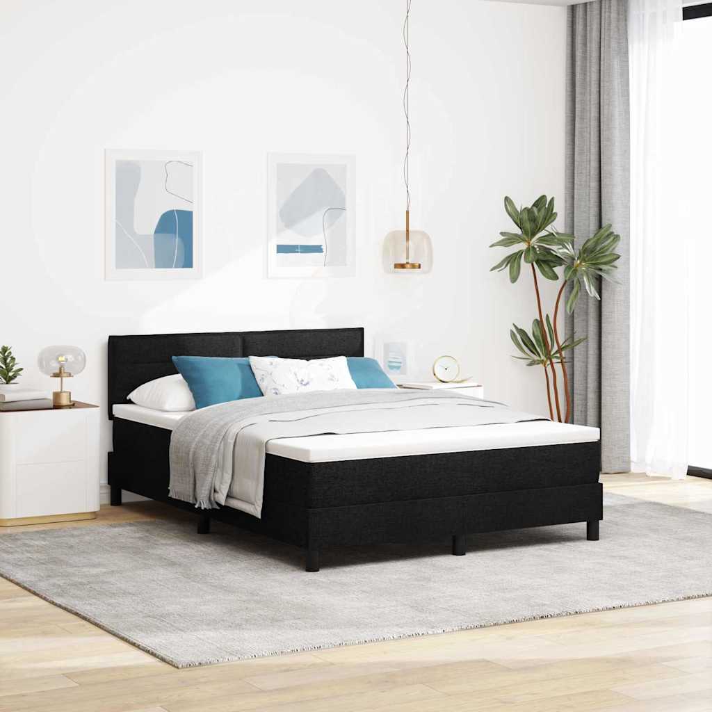 Krevet s opruga kutije s jastukom Crna 140 x 200 cm tkanina