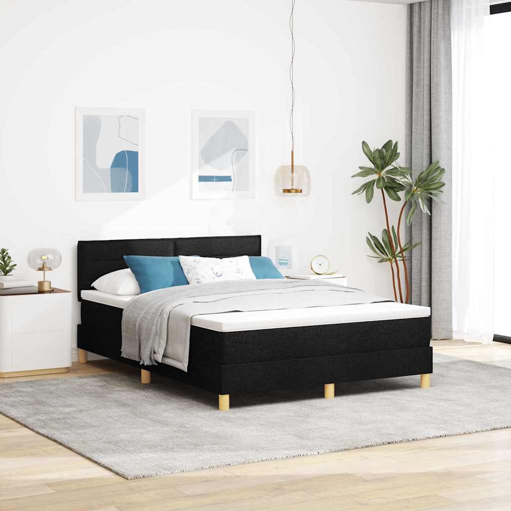 Krevet s opruga kutije s jastukom Crna 140 x 200 cm tkanina