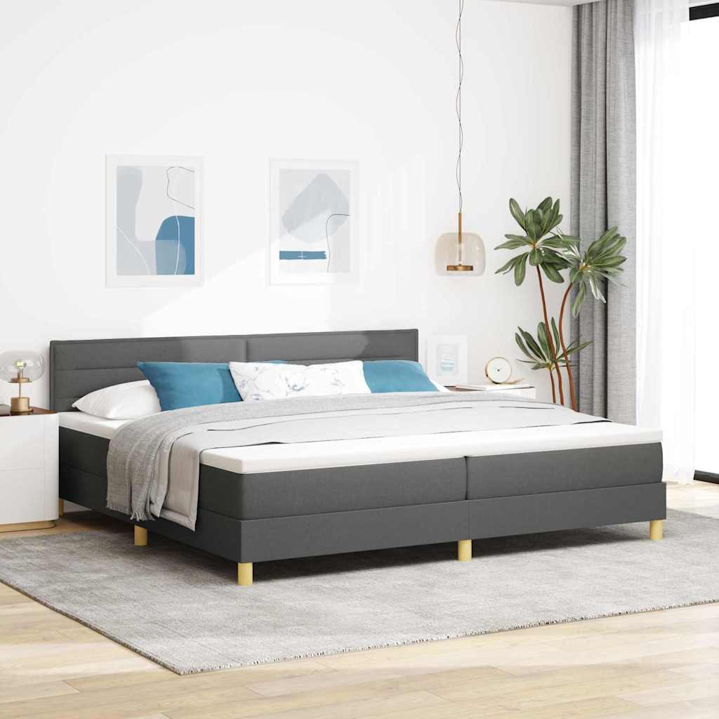 Krevet s opruga kutije Tamno siva 200 x 200 cm tkanina