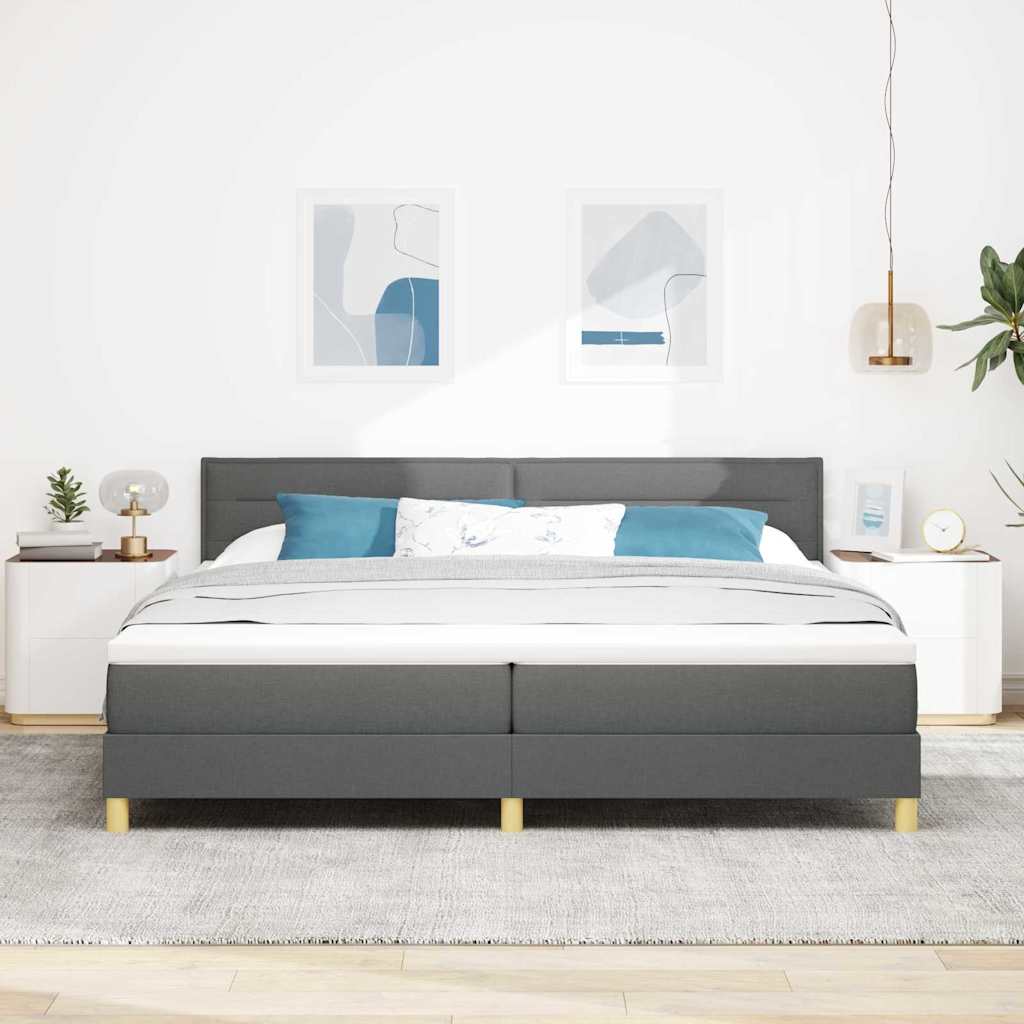 Krevet s opruga kutije Tamno siva 200 x 200 cm tkanina