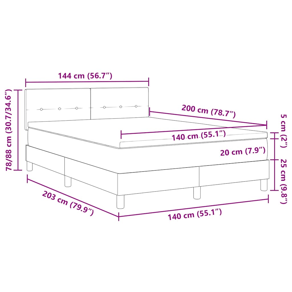 Krevet s opruga kutije s jastukom Crna 140 x 200 cm tkanina